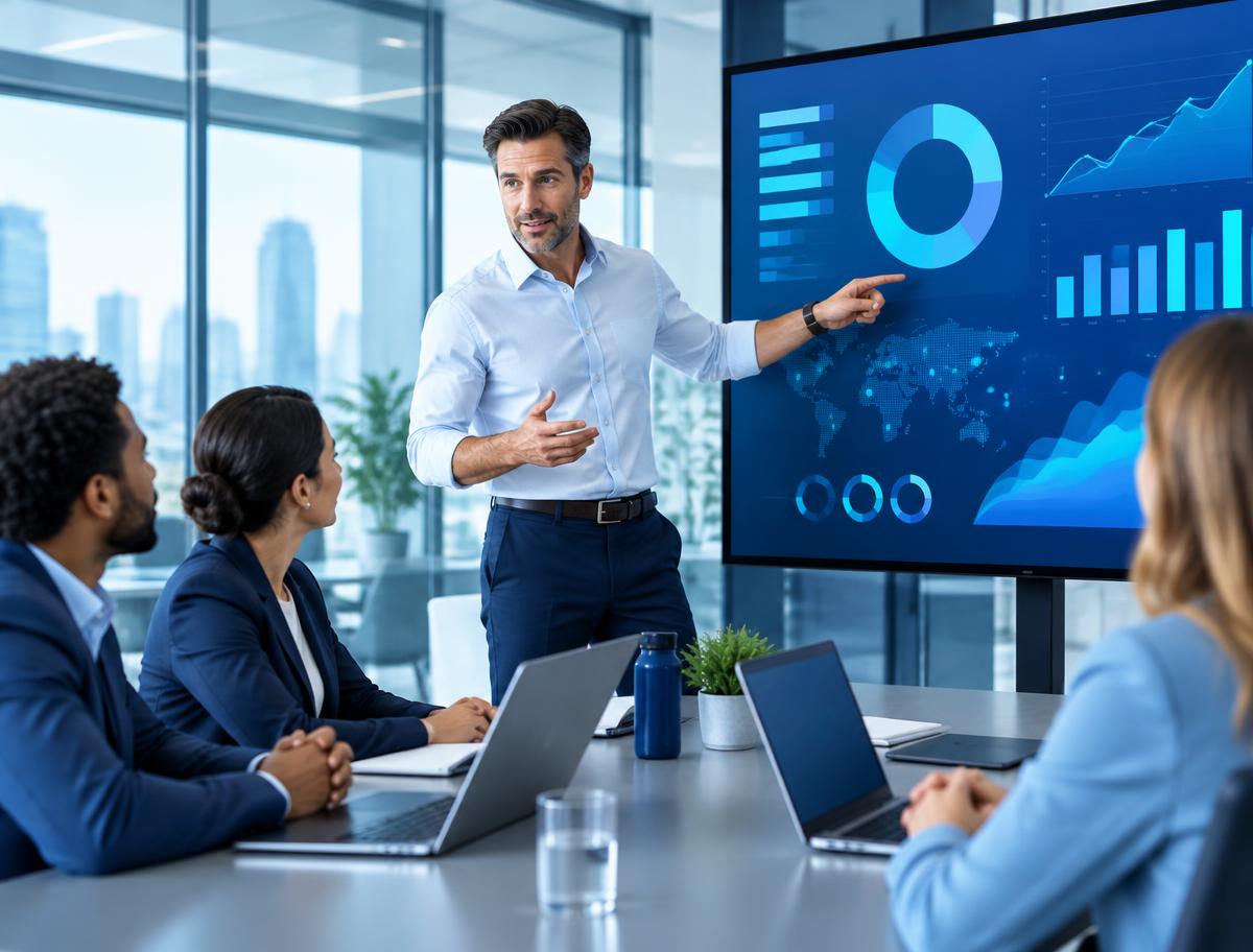 Especialista da MinCLOUD apresentando o Nuvem One ERP para uma equipe de empresa